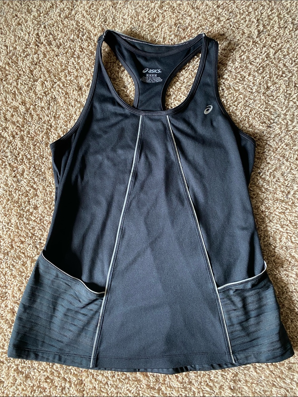 ASICS Black Athletic Racerback Tank with White Logo